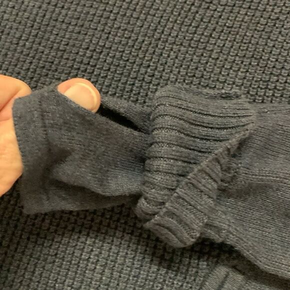 Athleta Uplands Navy Blue Cotton Blend Knit Side Zip Crewneck Sweater Size M - Picture 12 of 14